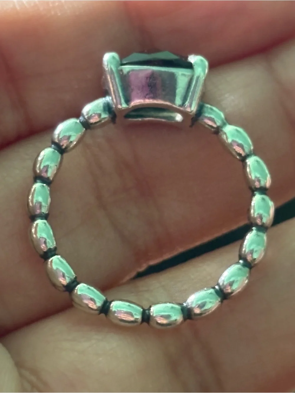 Pandora RETIRED Silver smoky quartz Ring with Faceted Stone